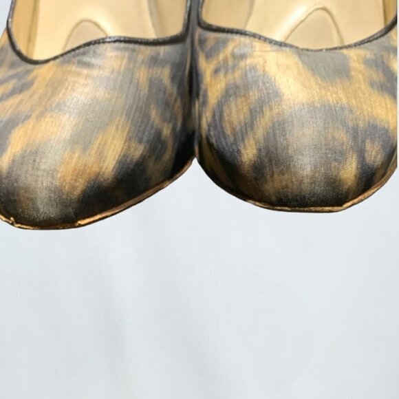 Brian Atwood Animal Print Fabric Almond Toe Platform Heels Size 39/9 - Picture 5 of 13